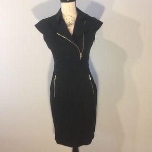 Black Calvin Klein Dress with Gold Zippers